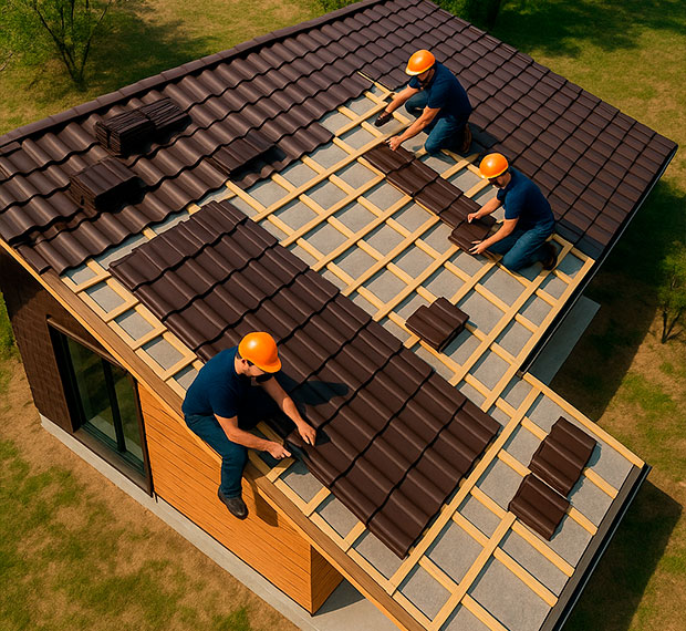 Монтаж 1-скатной крыши в Домодедово